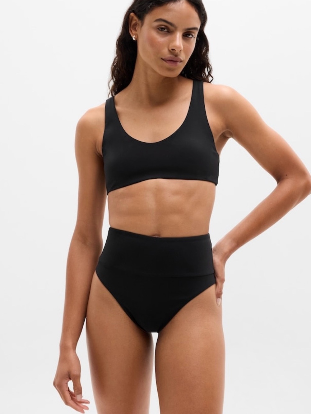 NWT-Athleta Black Ultra High Waist Cheeky Swim Bottom, Medium